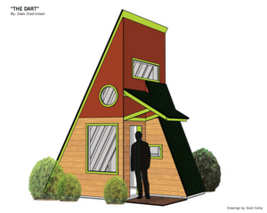 "The Dart" PLANS (PDF file)- Deek's HALF A-frame, 2 Story CABIN-Tiny House-Getaway Camp